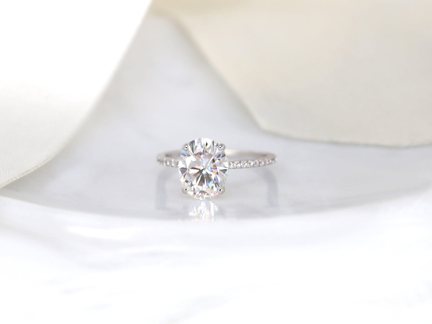 2 CT Emerald Pave Moissanite Engagement Ring
