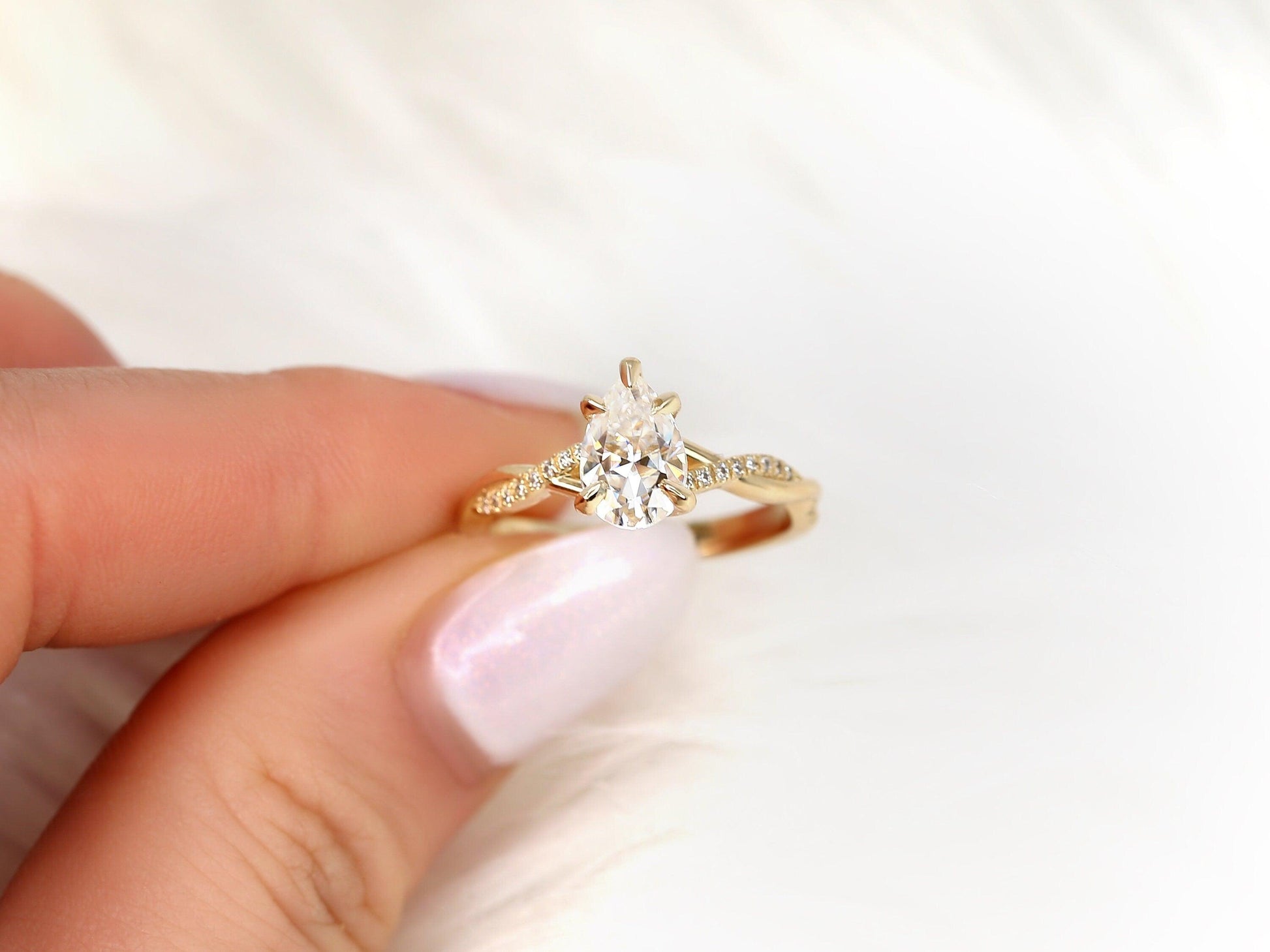2 CT Emerald Pave Moissanite Engagement Ring