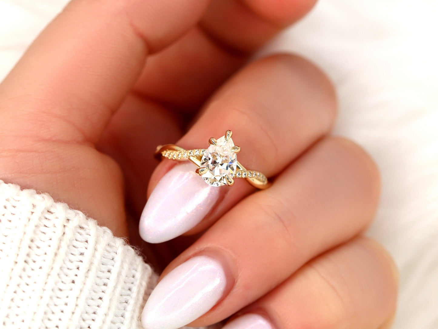 2 CT Emerald Pave Moissanite Engagement Ring