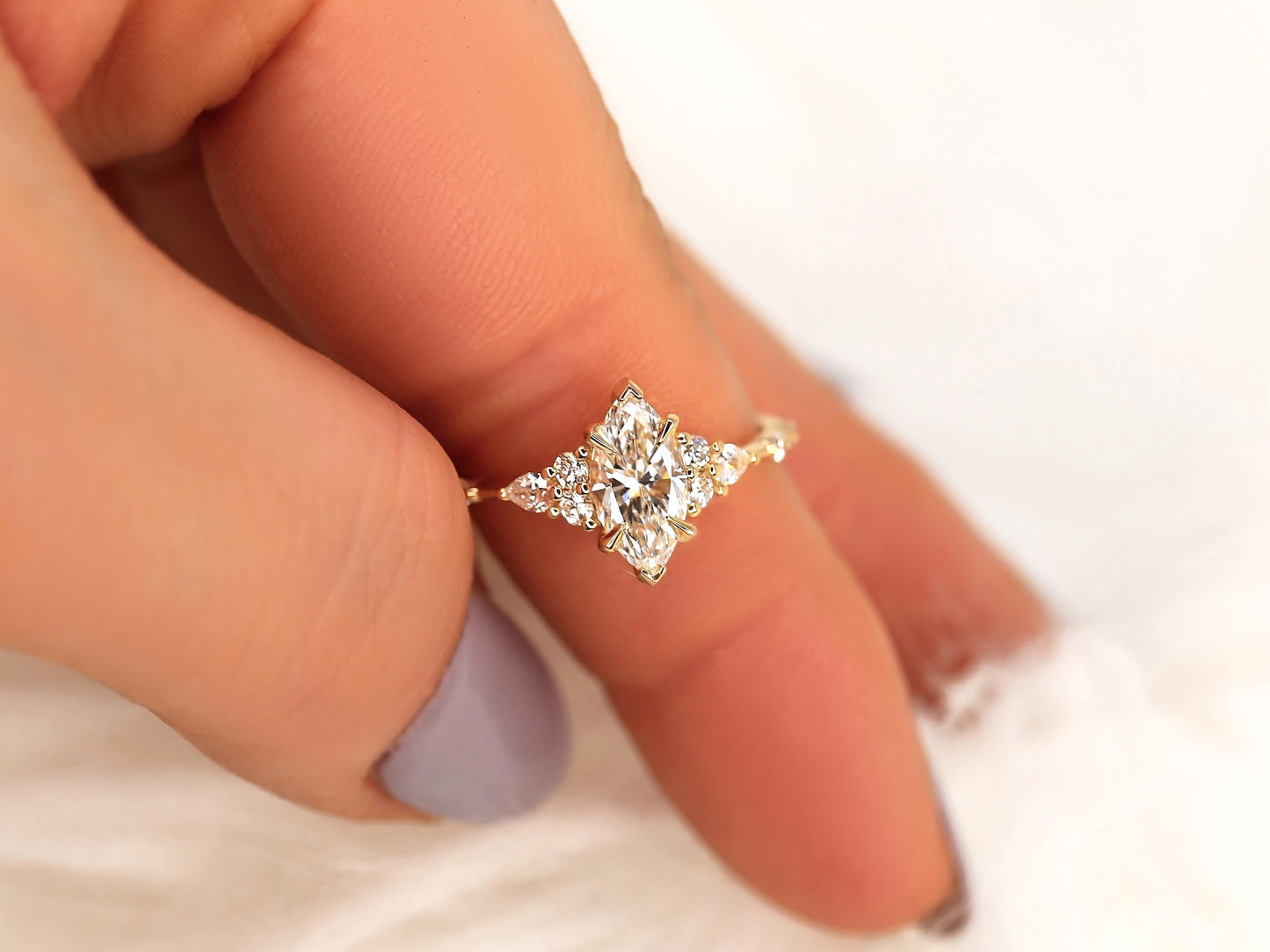 2 CT Emerald Pave Moissanite Engagement Ring