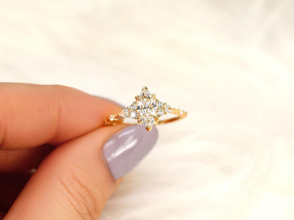 2 CT Emerald Pave Moissanite Engagement Ring
