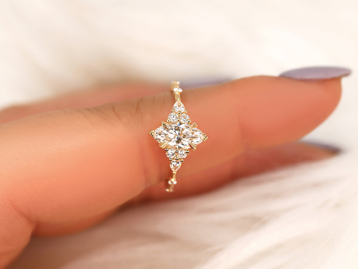 2 CT Emerald Pave Moissanite Engagement Ring