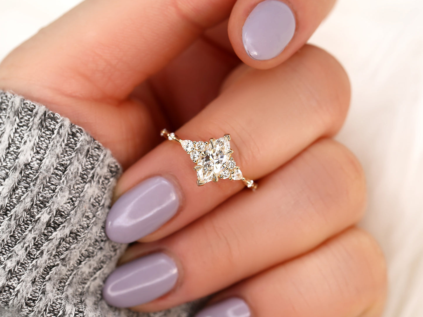 2 CT Emerald Pave Moissanite Engagement Ring