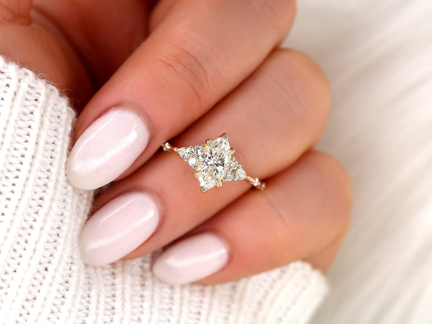 2 CT Emerald Pave Moissanite Engagement Ring
