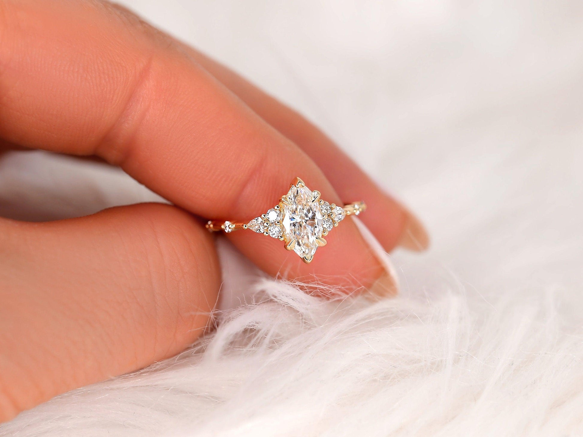 2 CT Emerald Pave Moissanite Engagement Ring