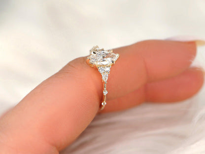 2 CT Emerald Pave Moissanite Engagement Ring