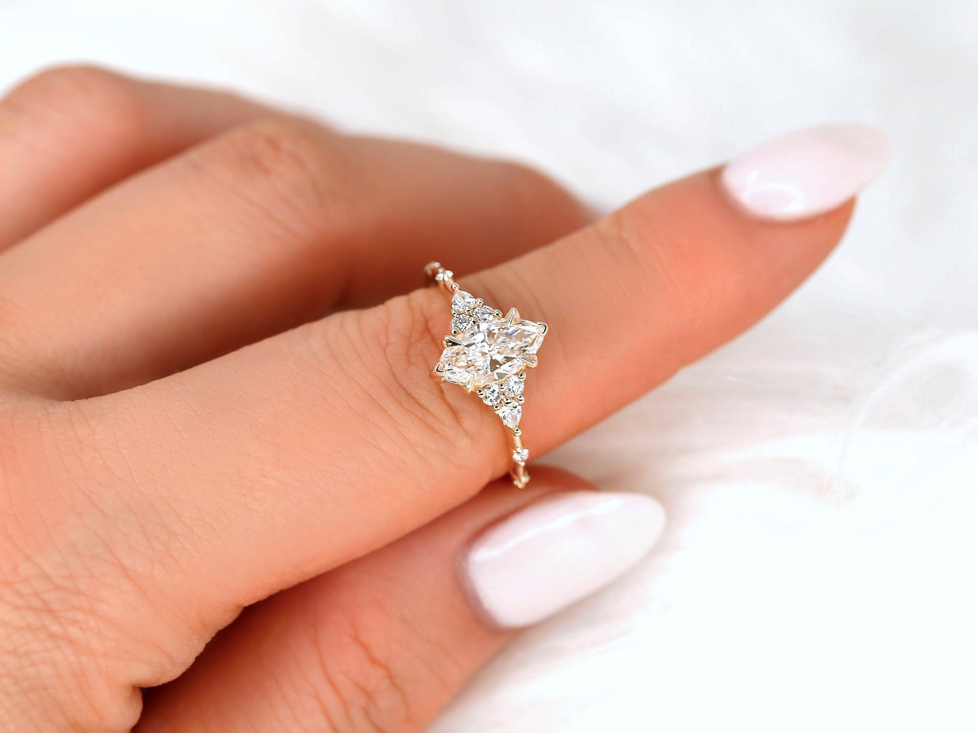 2 CT Emerald Pave Moissanite Engagement Ring
