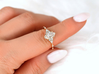 2 CT Emerald Pave Moissanite Engagement Ring
