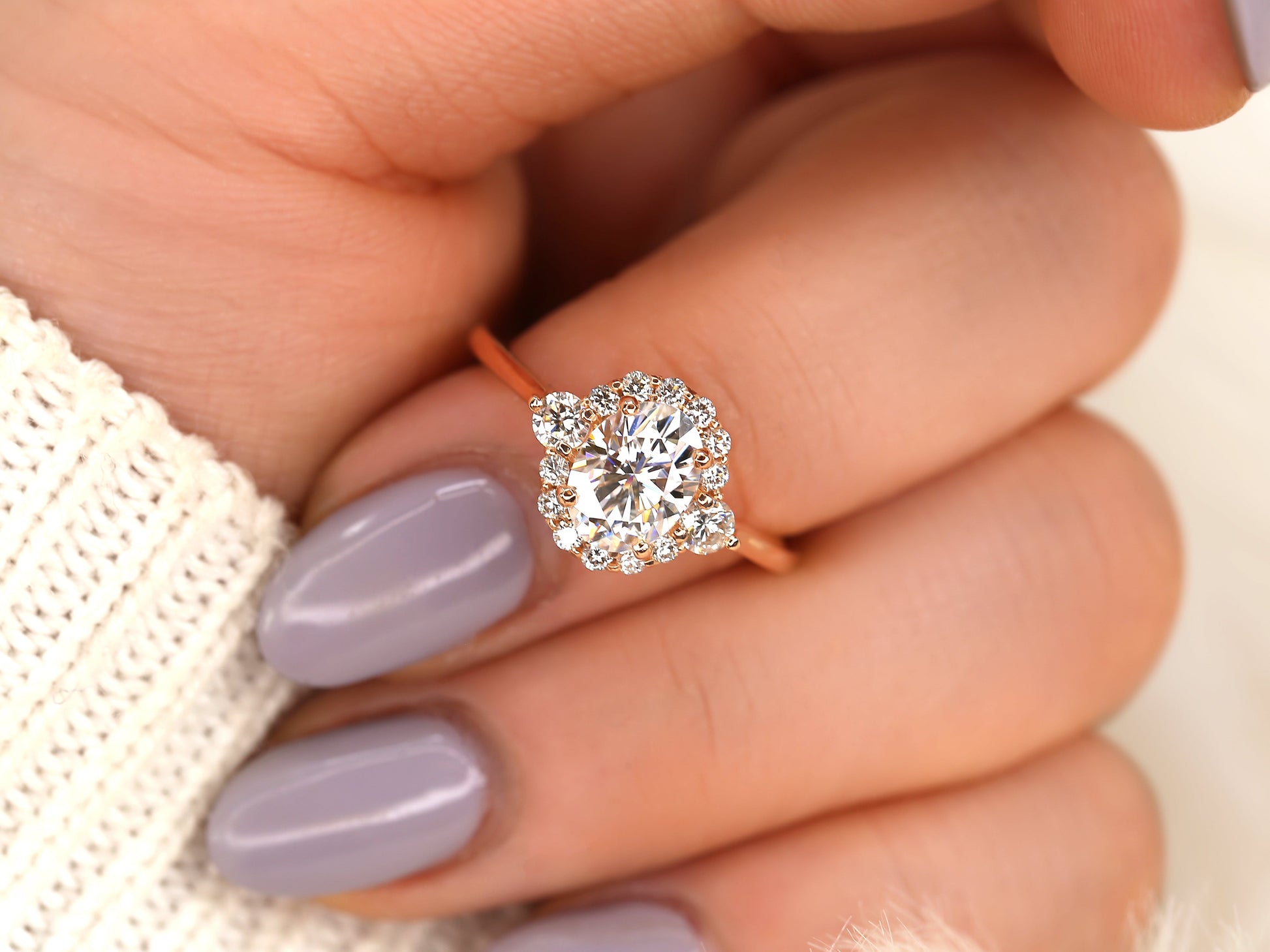 2 CT Emerald Pave Moissanite Engagement Ring