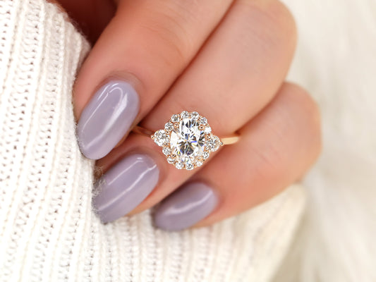 2 CT Emerald Pave Moissanite Engagement Ring