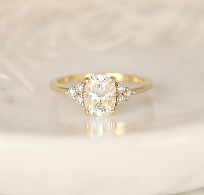 2 CT Emerald Pave Moissanite Engagement Ring