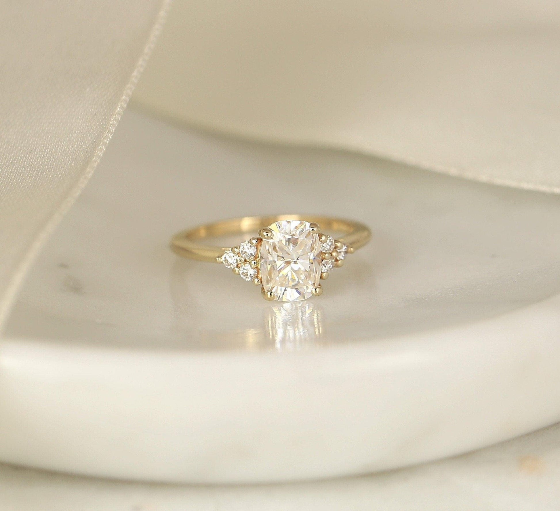 2 CT Emerald Pave Moissanite Engagement Ring