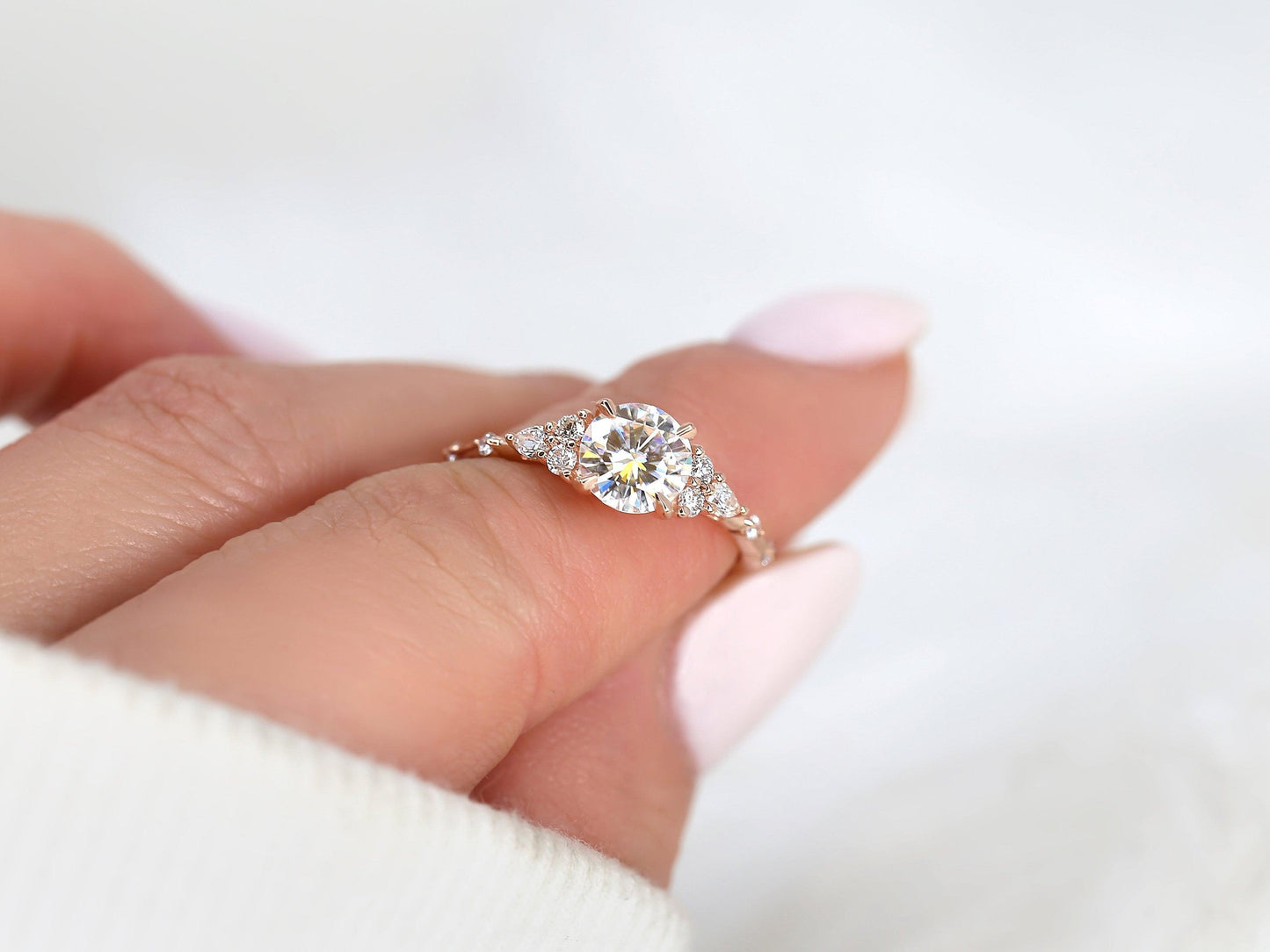 2 CT Emerald Pave Moissanite Engagement Ring