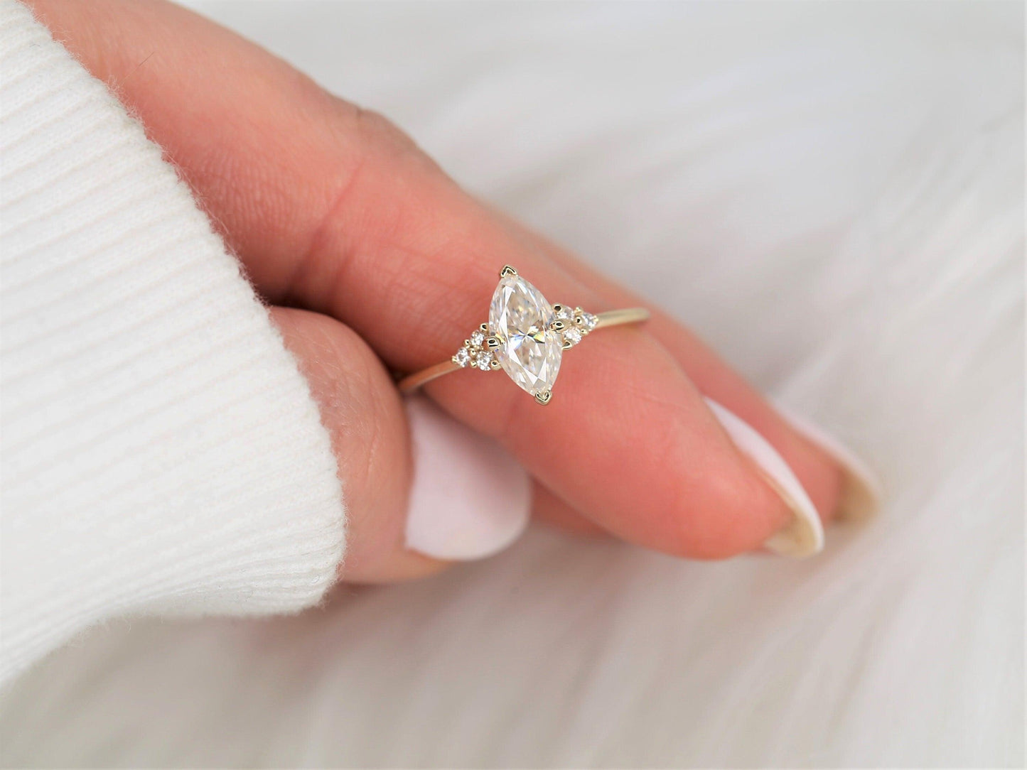2 CT Emerald Pave Moissanite Engagement Ring