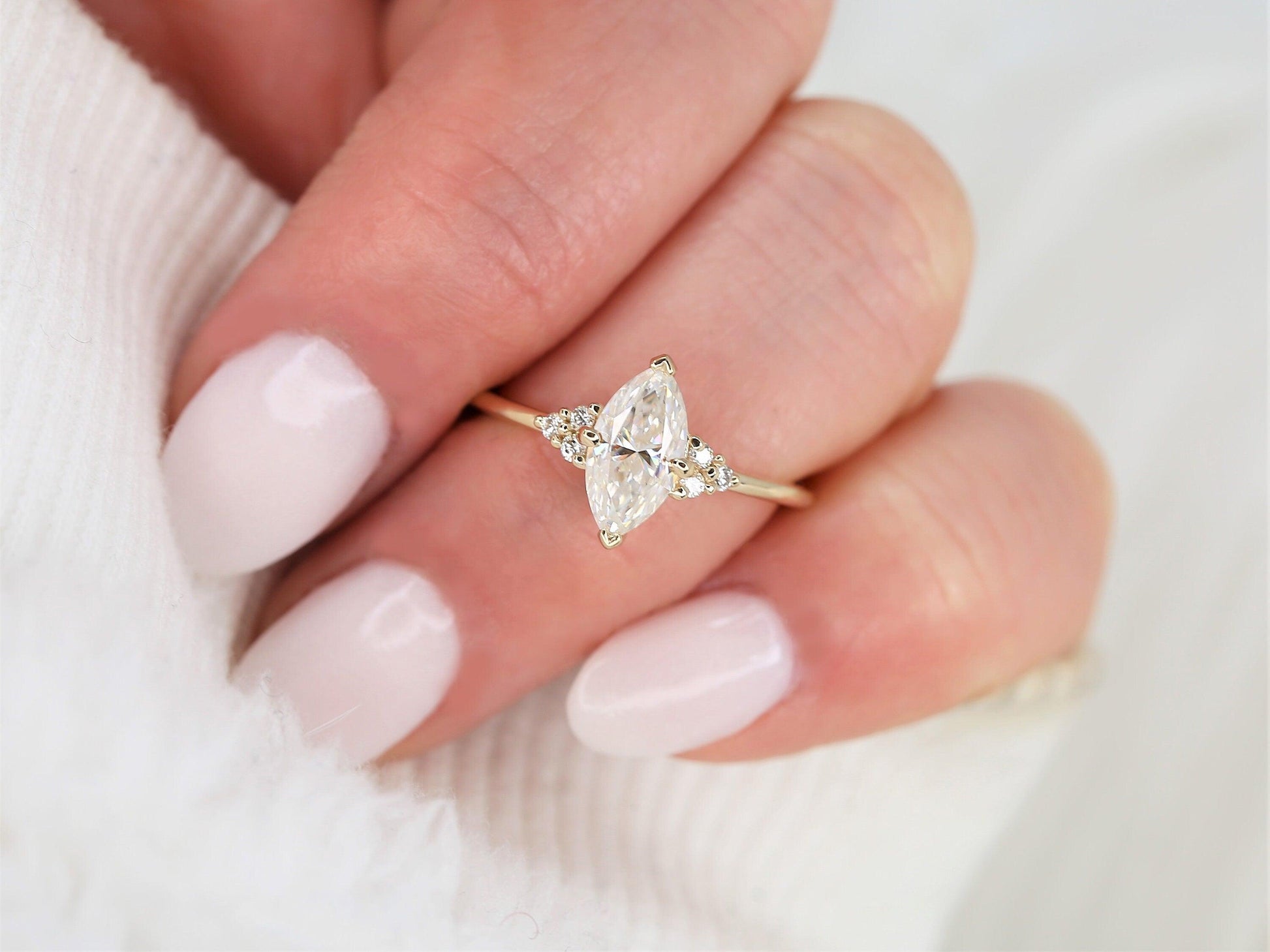 2 CT Emerald Pave Moissanite Engagement Ring