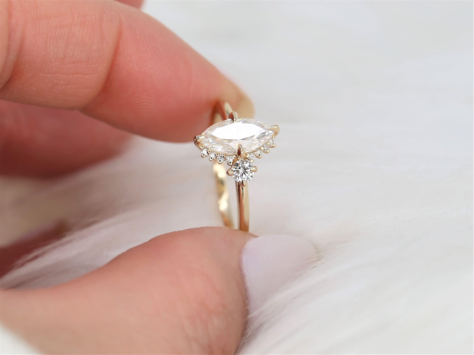 2 CT Emerald Pave Moissanite Engagement Ring