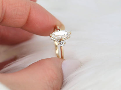 2 CT Emerald Pave Moissanite Engagement Ring