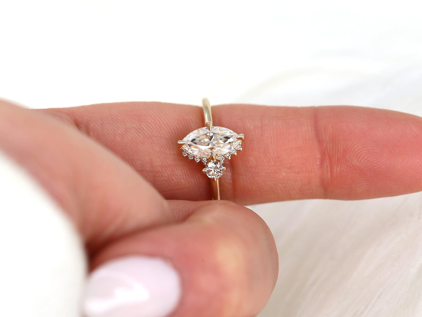2 CT Emerald Pave Moissanite Engagement Ring