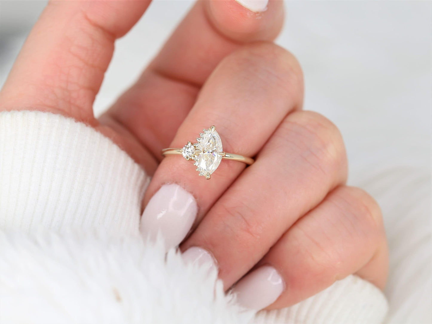 2 CT Emerald Pave Moissanite Engagement Ring