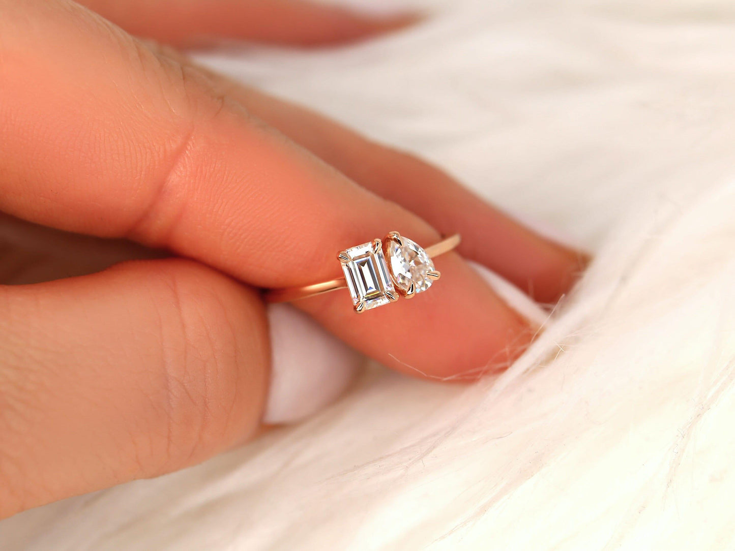 2 CT Emerald Pave Moissanite Engagement Ring