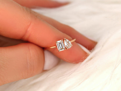 2 CT Emerald Pave Moissanite Engagement Ring