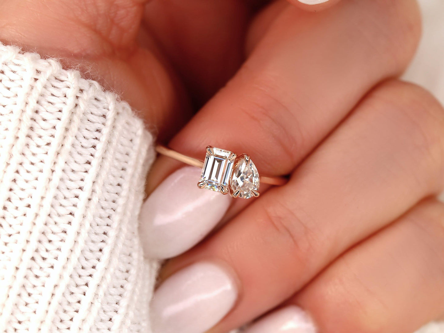 2 CT Emerald Pave Moissanite Engagement Ring