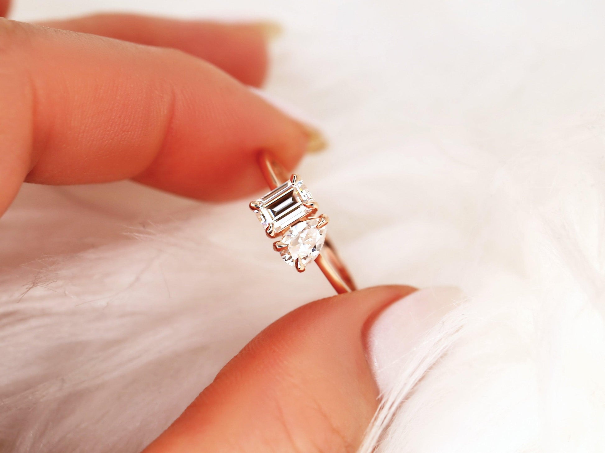 2 CT Emerald Pave Moissanite Engagement Ring