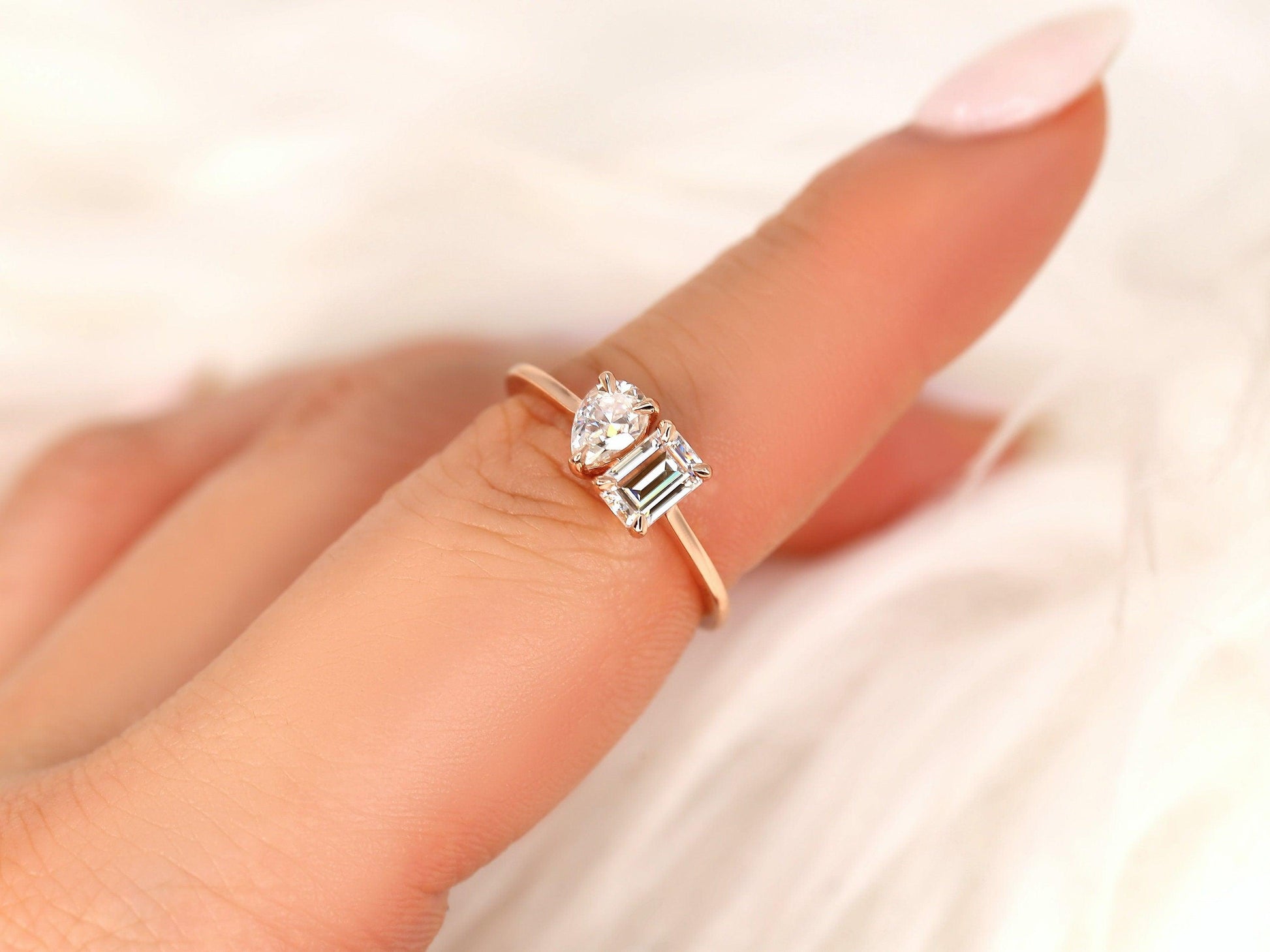 2 CT Emerald Pave Moissanite Engagement Ring