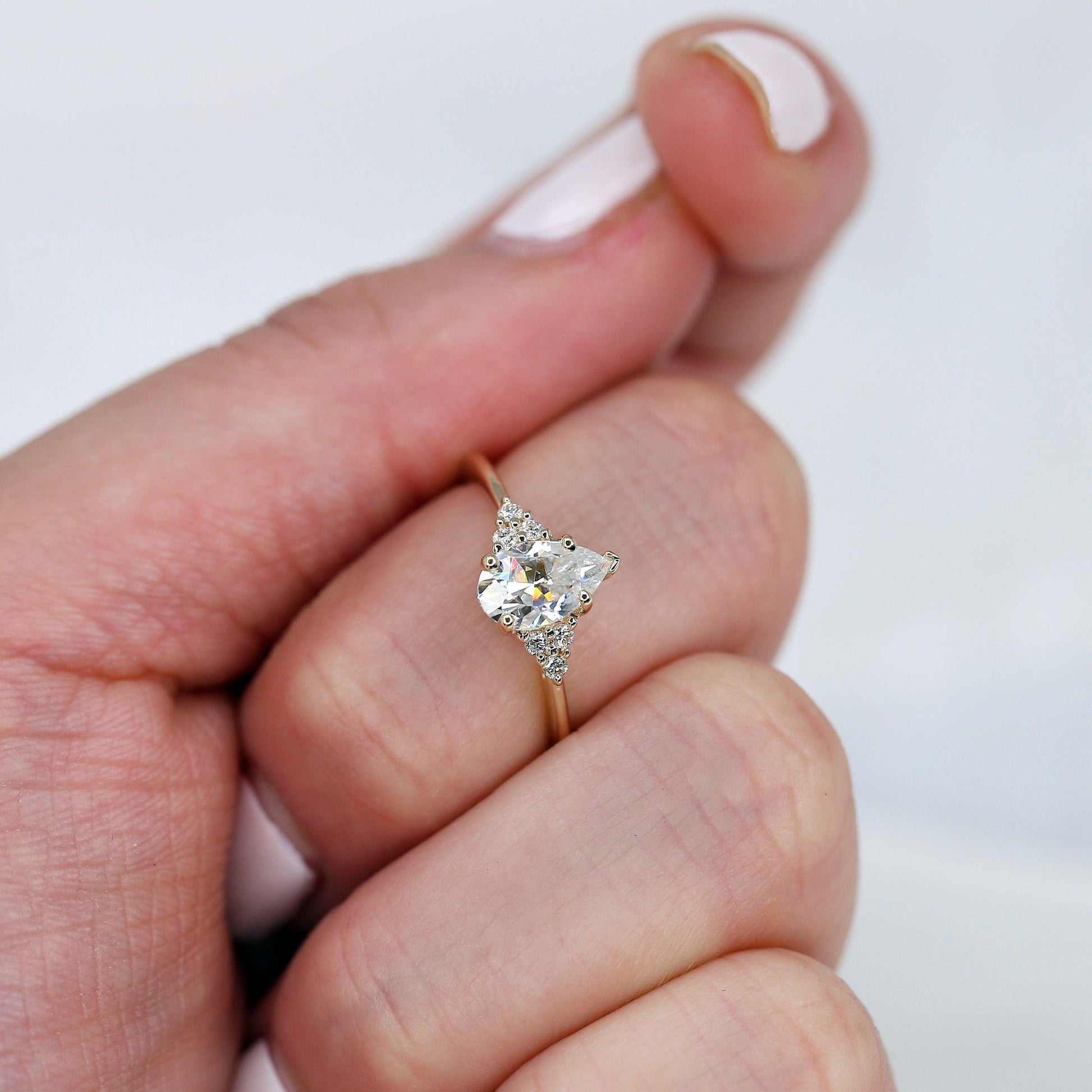 2 CT Emerald Pave Moissanite Engagement Ring