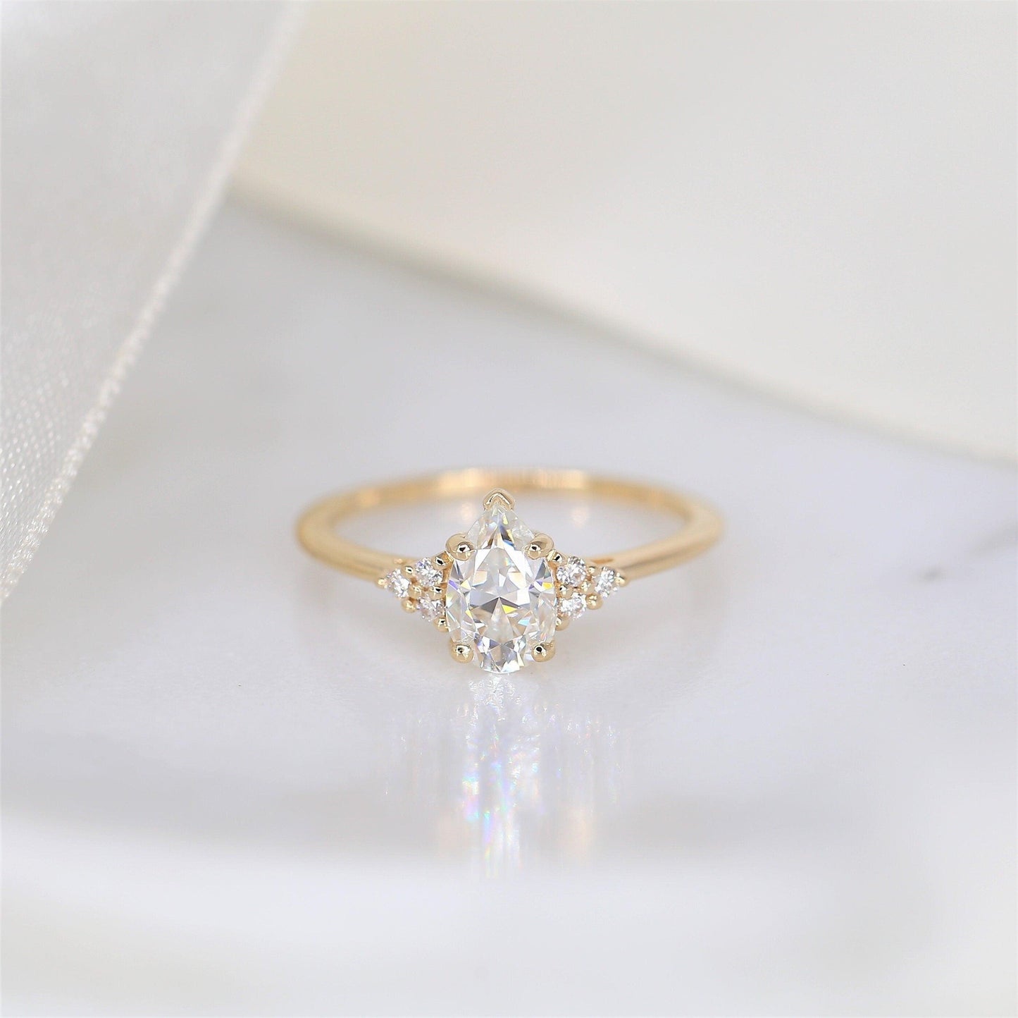 2 CT Emerald Pave Moissanite Engagement Ring