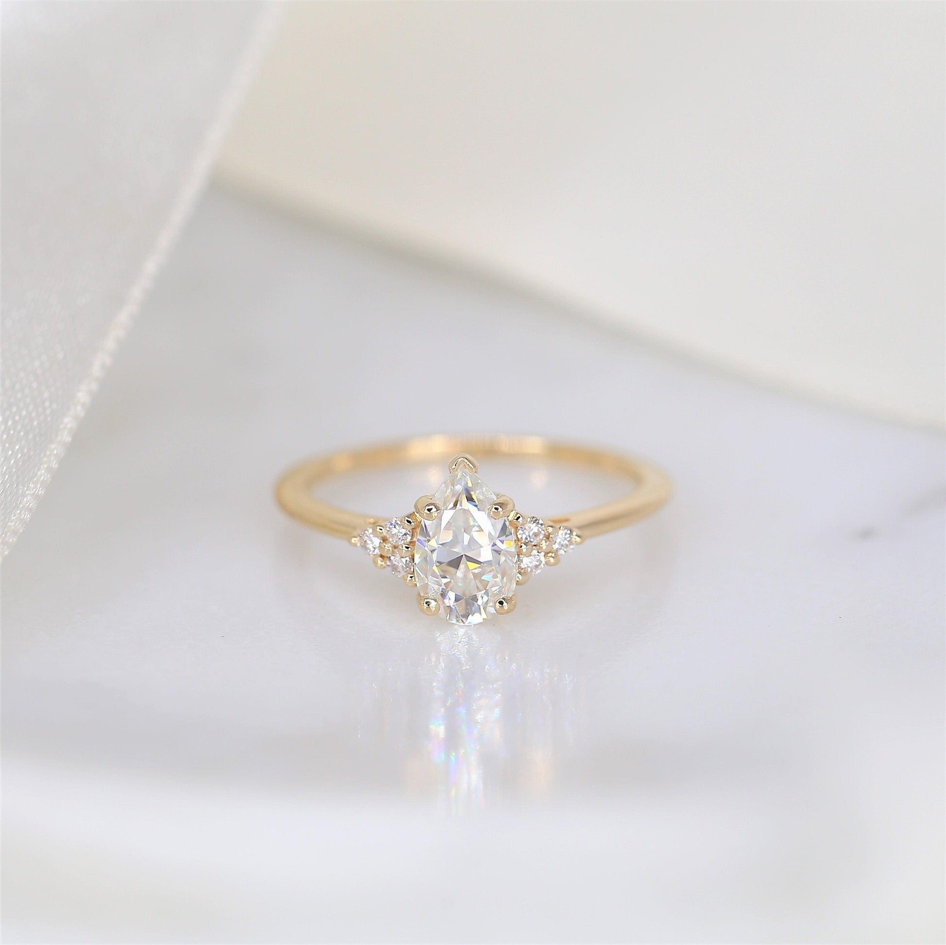 2 CT Emerald Pave Moissanite Engagement Ring