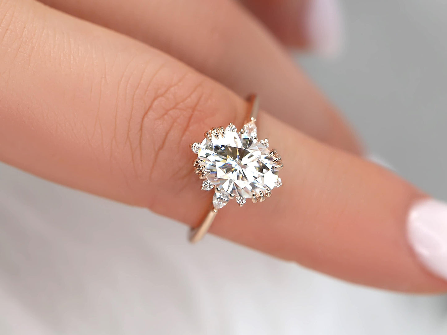 2 CT Emerald Pave Moissanite Engagement Ring