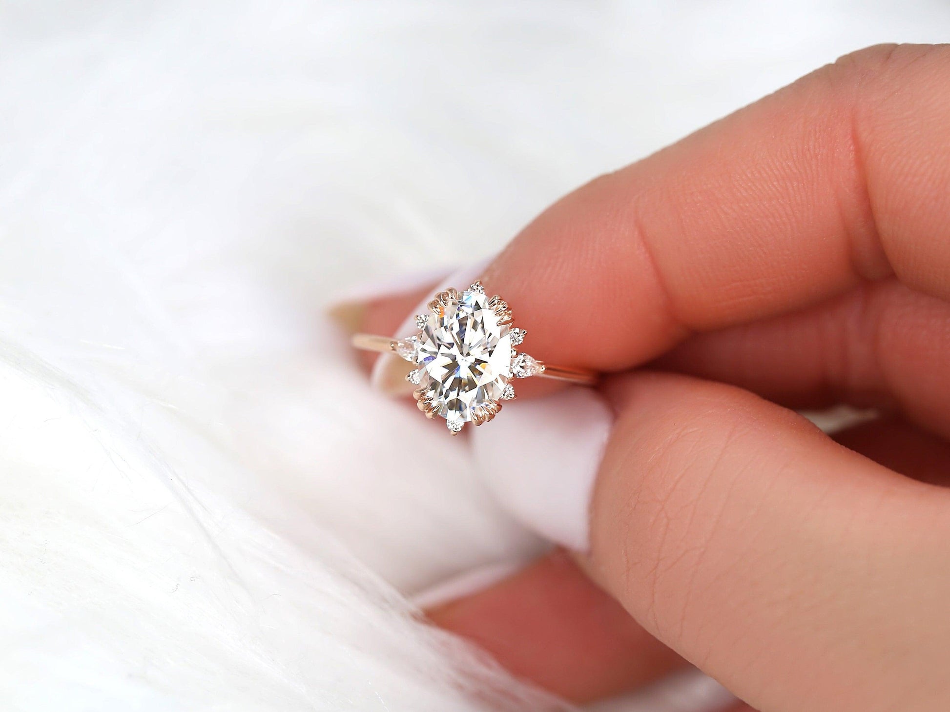 2 CT Emerald Pave Moissanite Engagement Ring