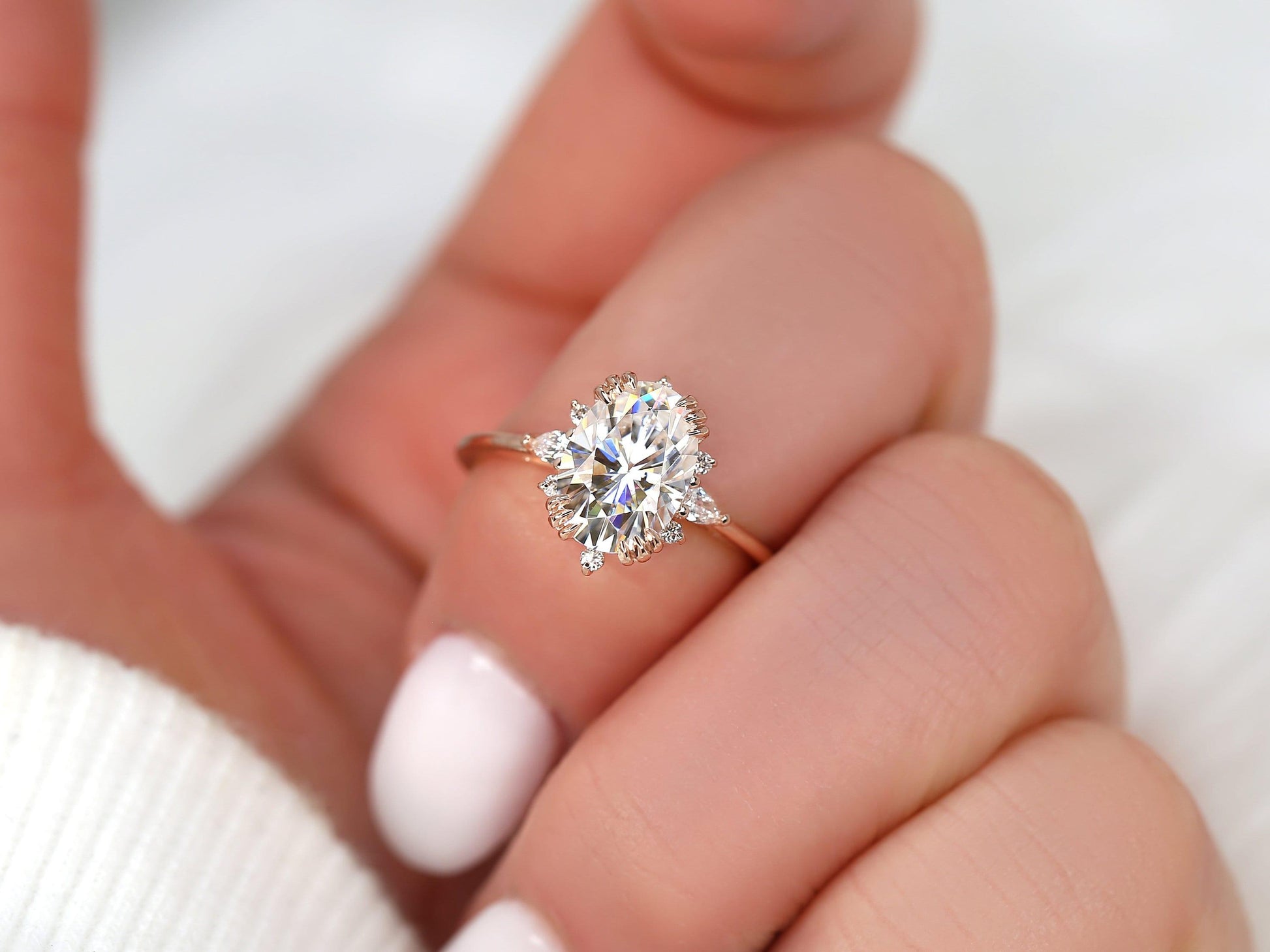 2 CT Emerald Pave Moissanite Engagement Ring