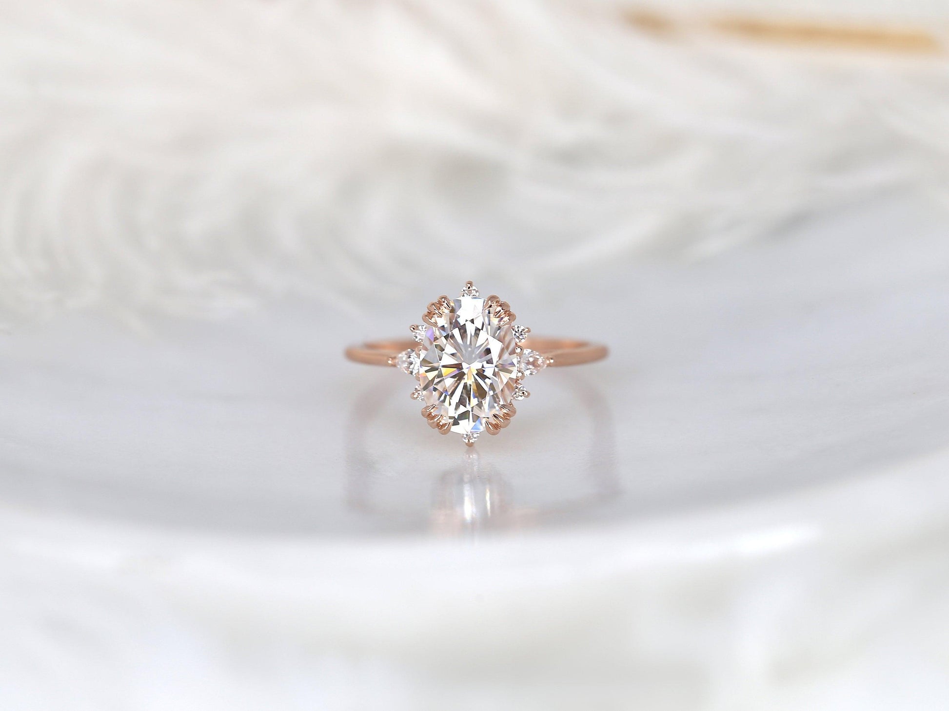 2 CT Emerald Pave Moissanite Engagement Ring