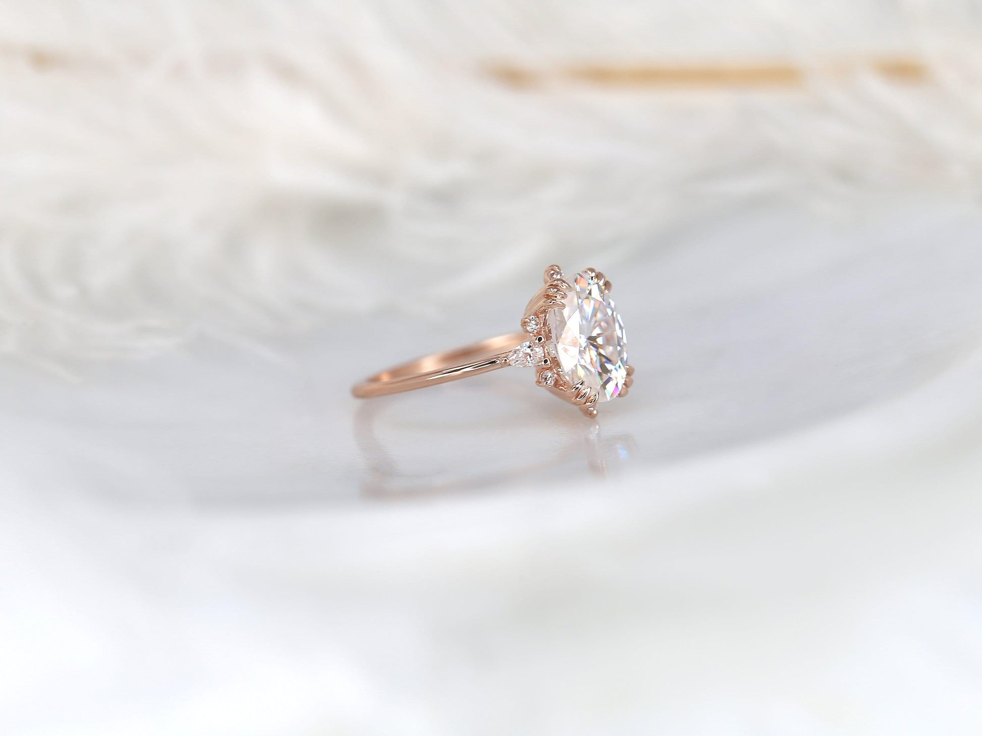 2 CT Emerald Pave Moissanite Engagement Ring