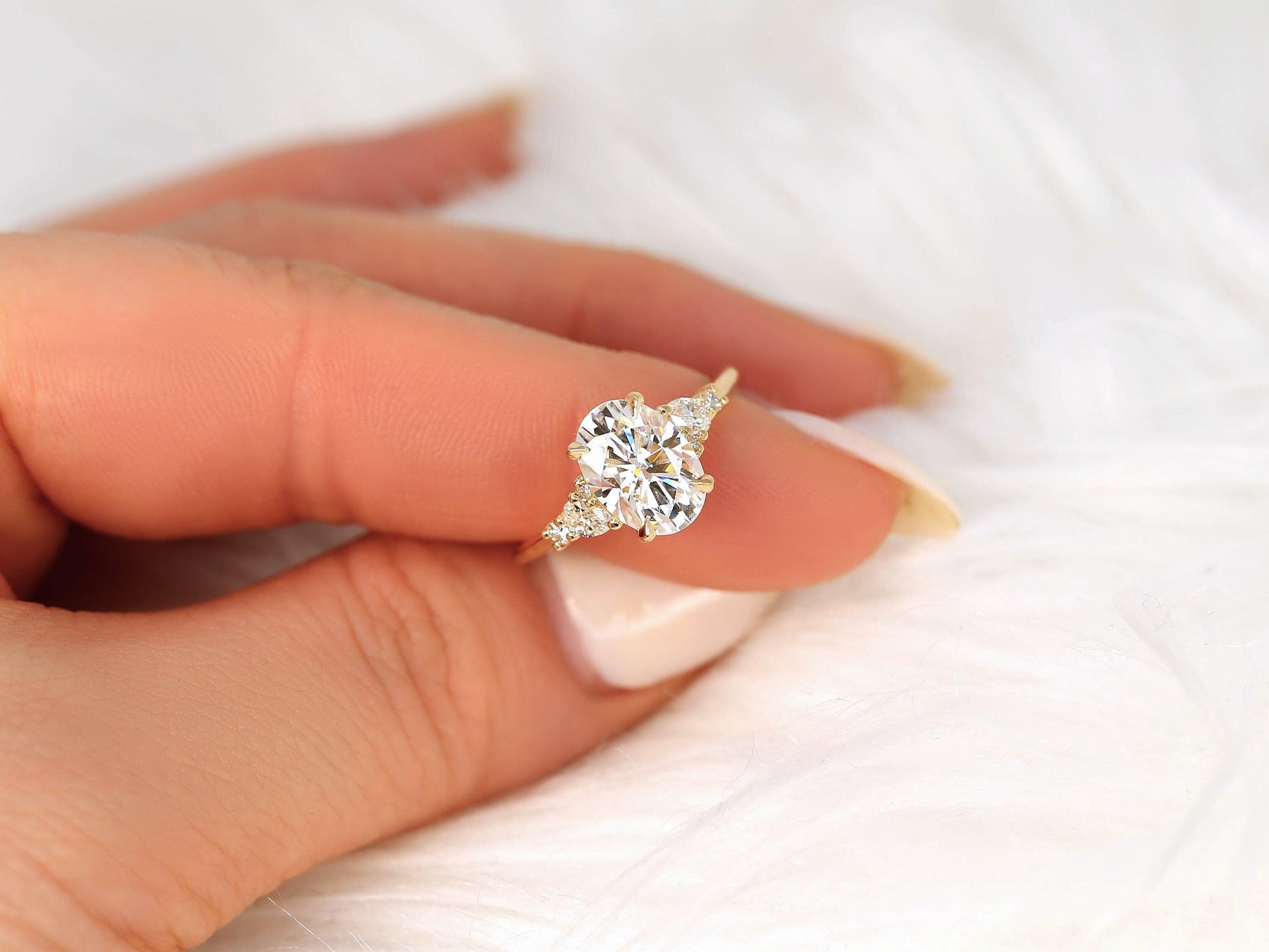2 CT Emerald Pave Moissanite Engagement Ring