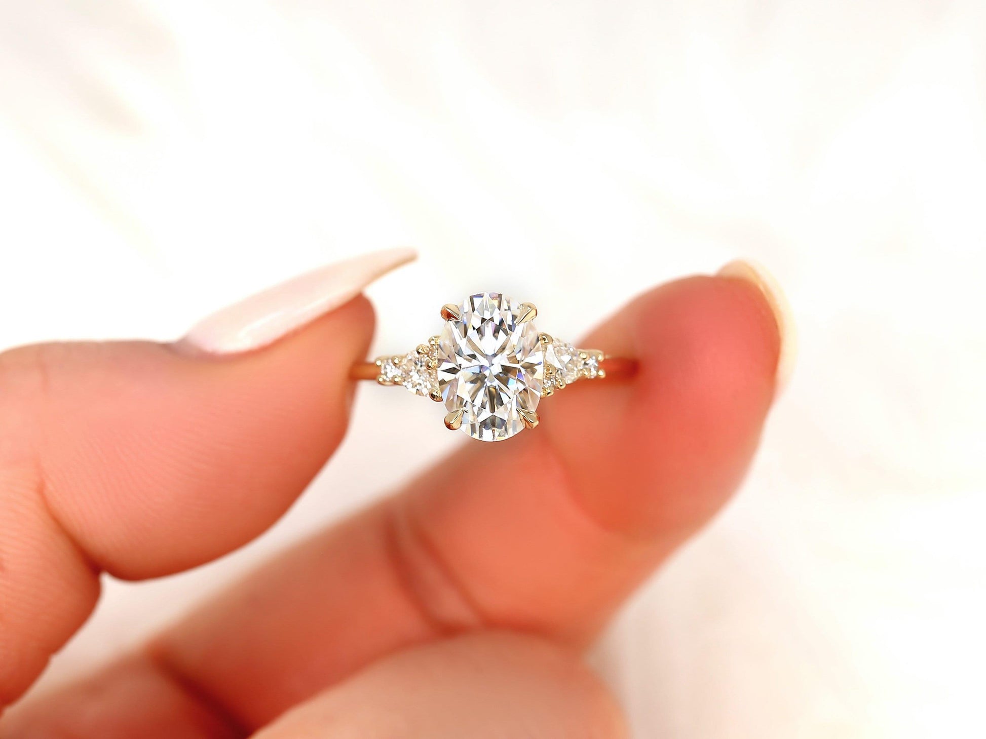 2 CT Emerald Pave Moissanite Engagement Ring