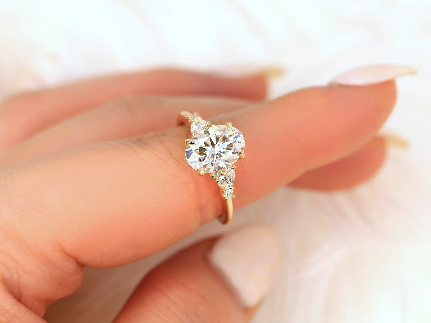 2 CT Emerald Pave Moissanite Engagement Ring