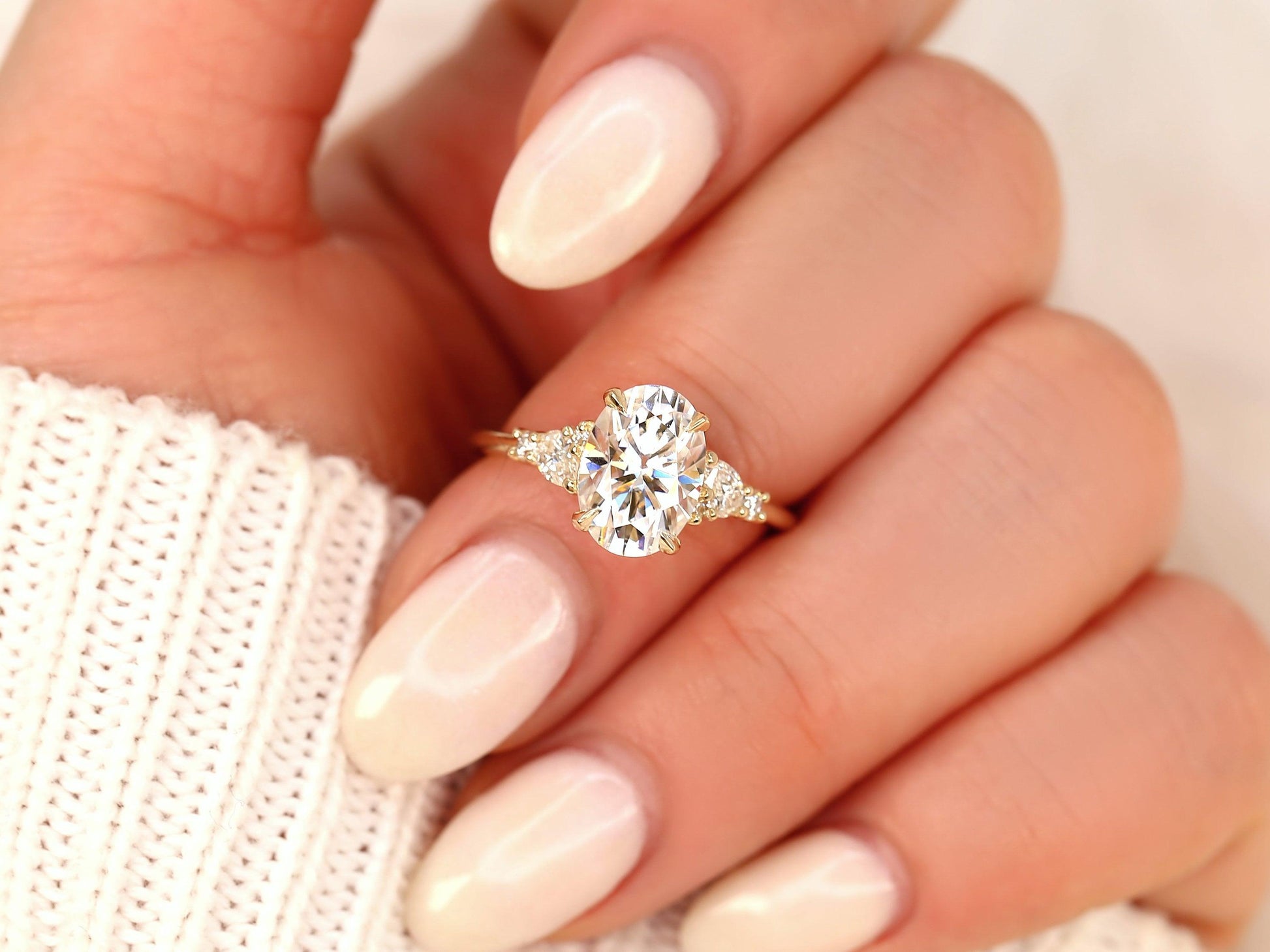 2 CT Emerald Pave Moissanite Engagement Ring