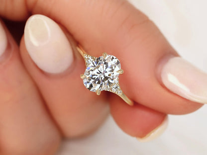 2 CT Emerald Pave Moissanite Engagement Ring
