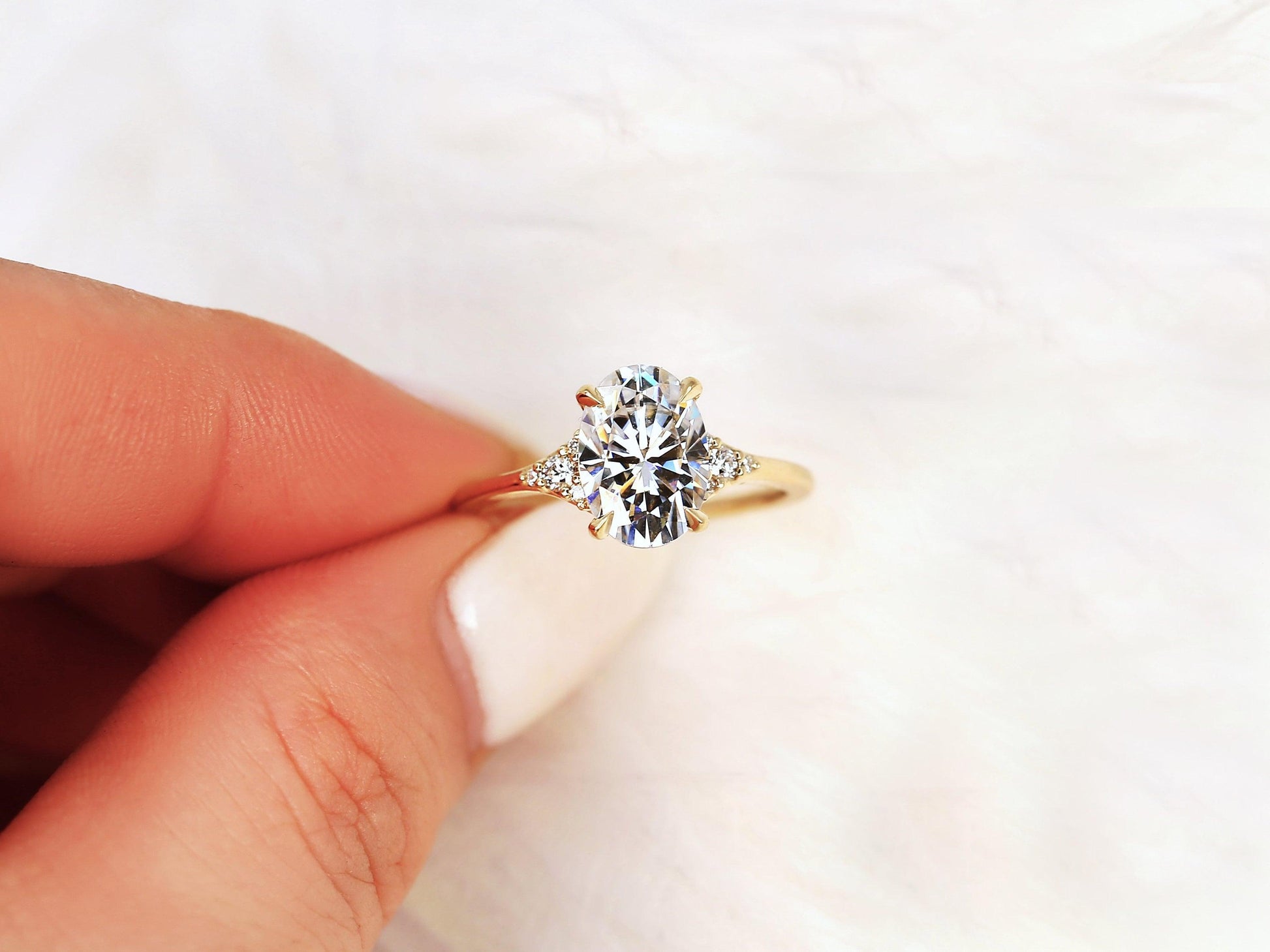 2 CT Emerald Pave Moissanite Engagement Ring