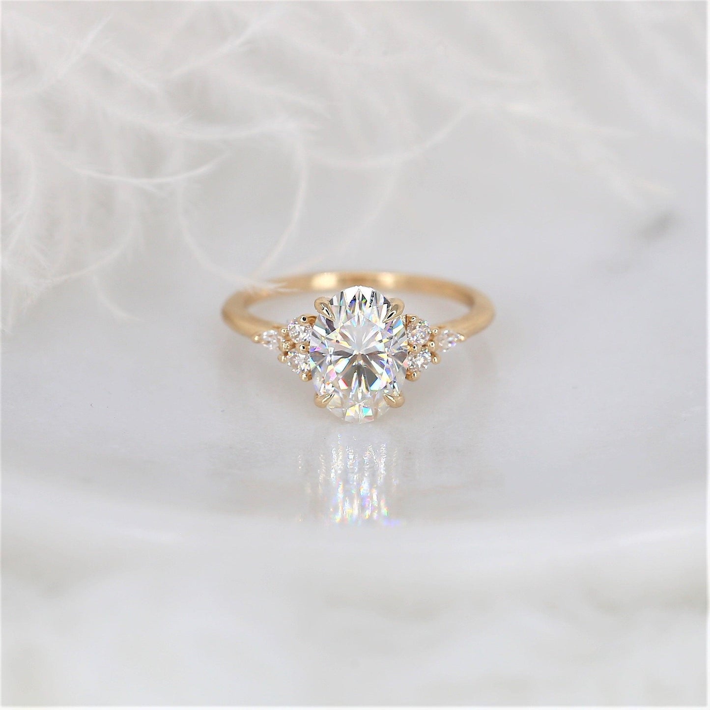 2 CT Emerald Pave Moissanite Engagement Ring