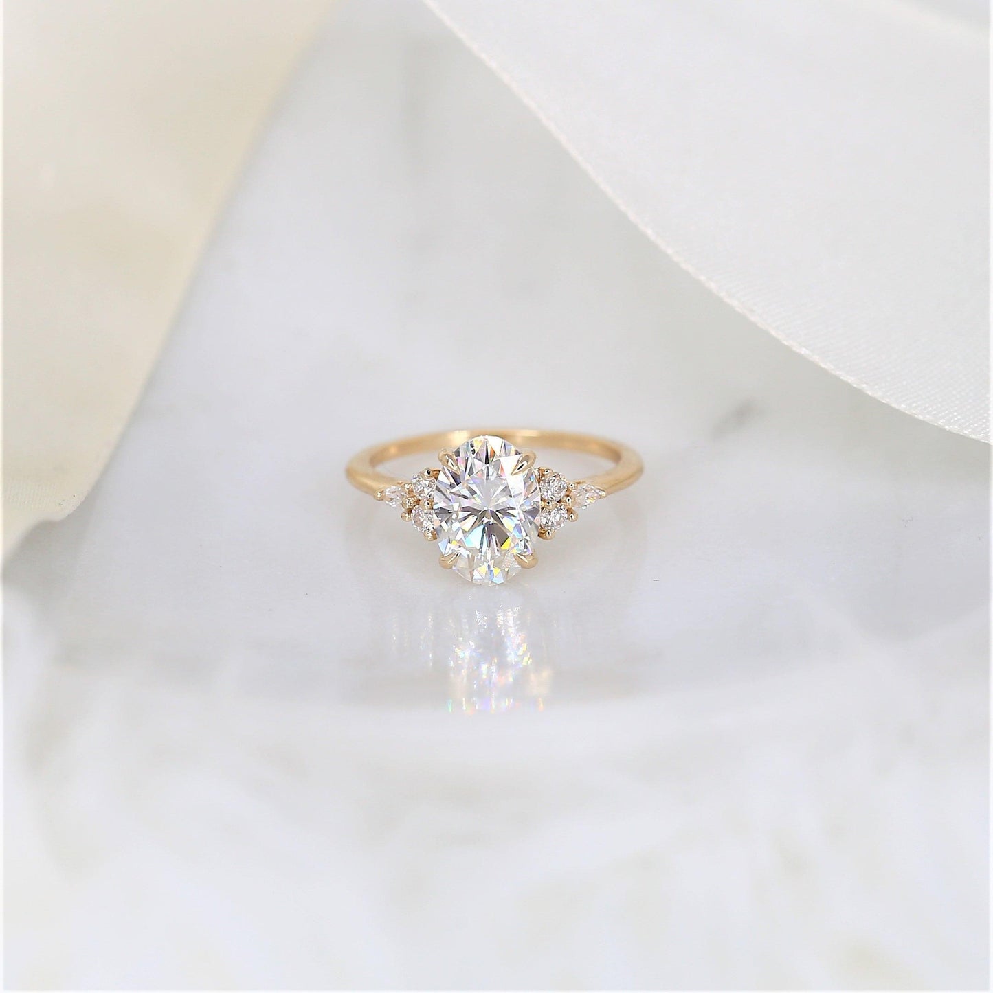 2 CT Emerald Pave Moissanite Engagement Ring