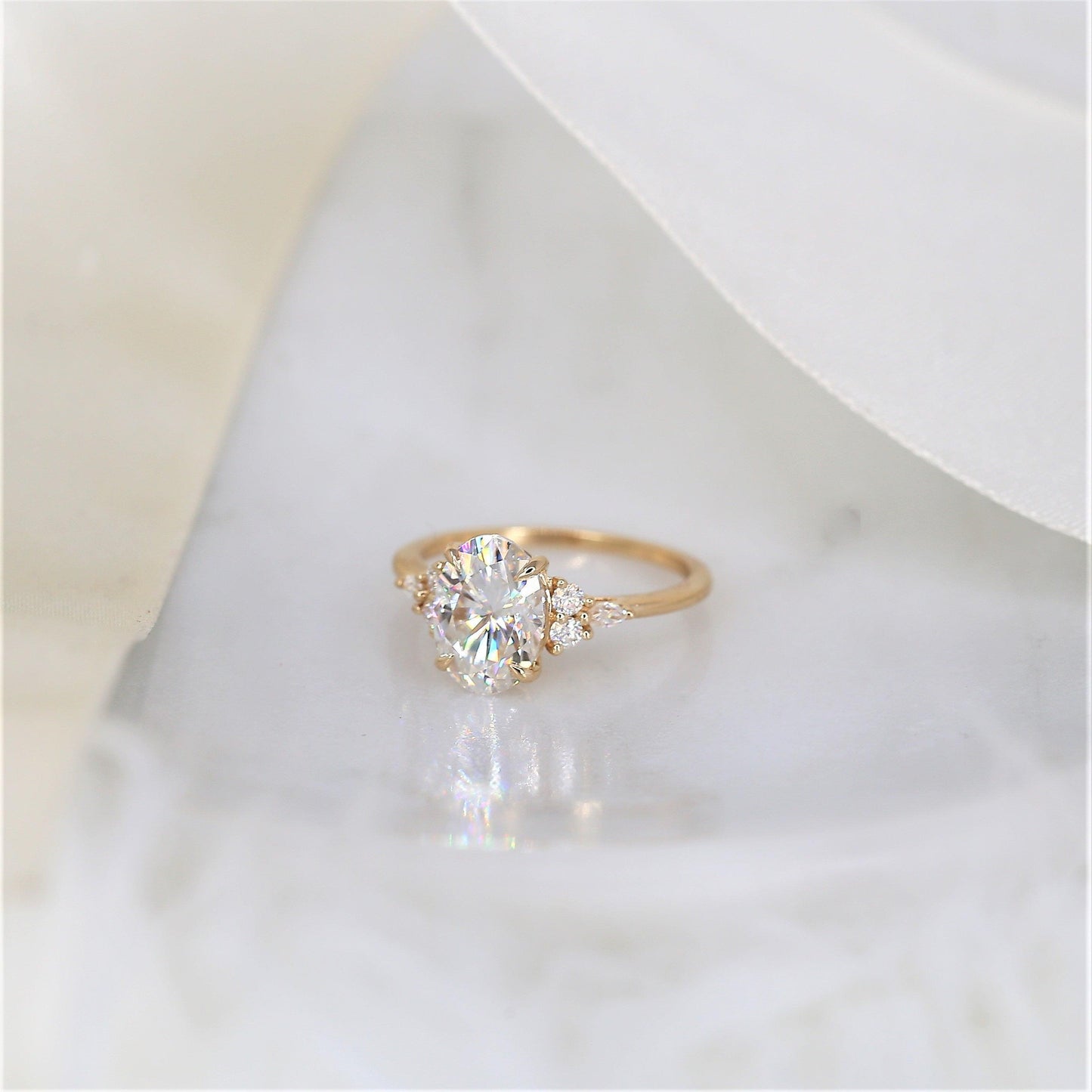 2 CT Emerald Pave Moissanite Engagement Ring