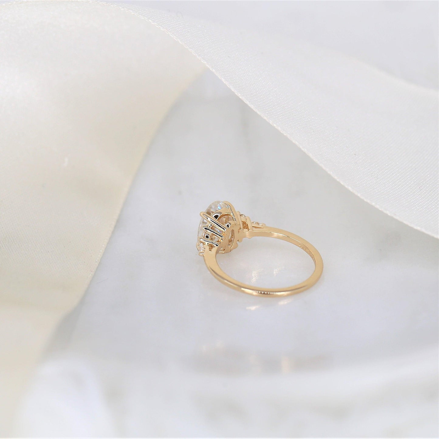 2 CT Emerald Pave Moissanite Engagement Ring
