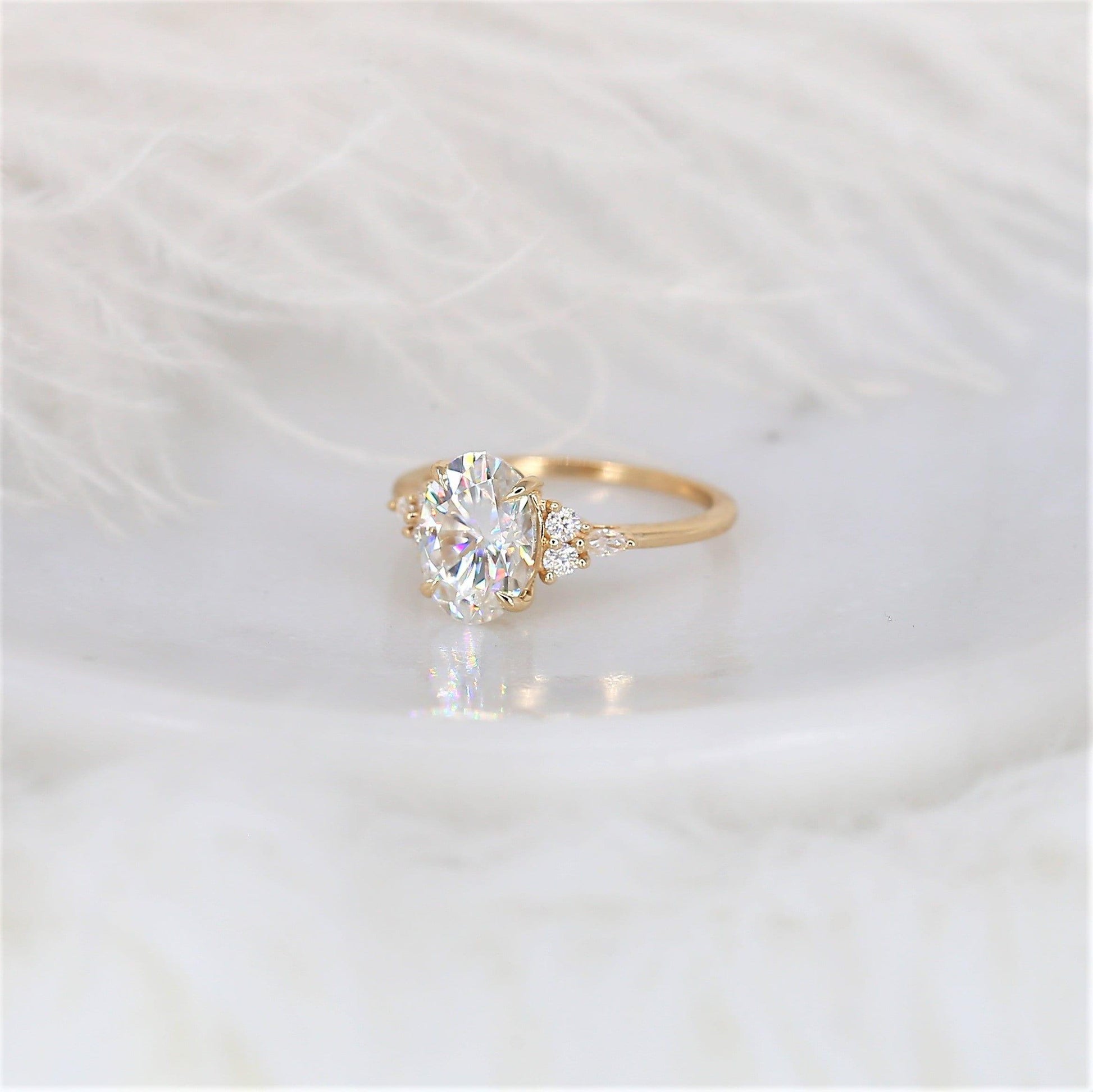 2 CT Emerald Pave Moissanite Engagement Ring