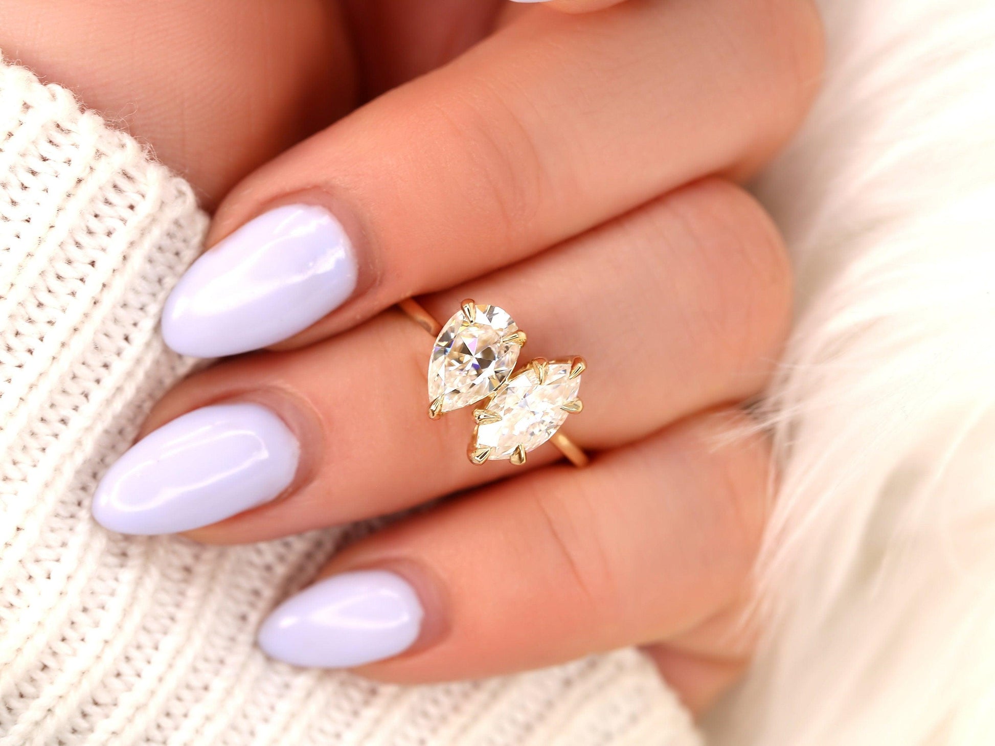 2 CT Emerald Pave Moissanite Engagement Ring