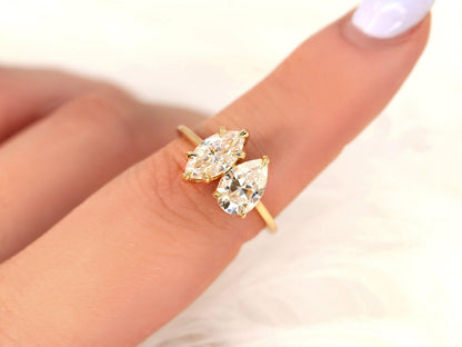 2 CT Emerald Pave Moissanite Engagement Ring