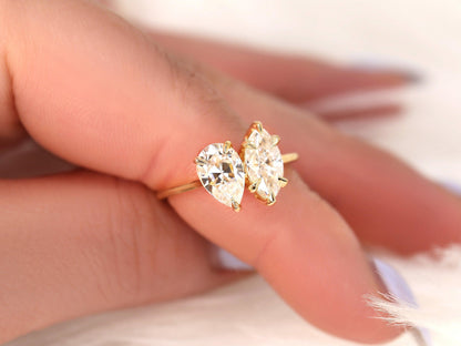2 CT Emerald Pave Moissanite Engagement Ring